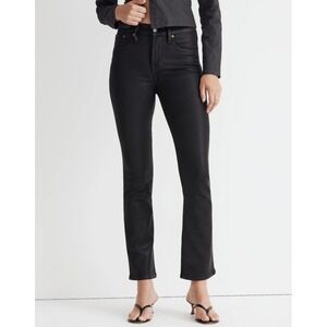 Madewell Coated Mid Rise Kick Out Jeans Black Women's Size 28 NWT